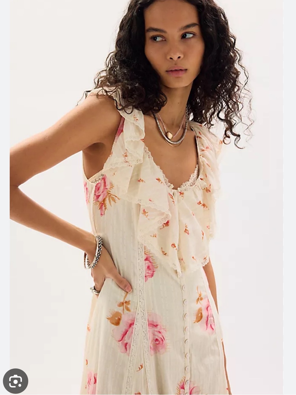 Free People Honeysuckle Dreams Ethereal Ruffles Lace Trims Vintage Maxi Dress